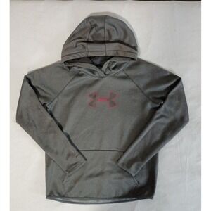 Under Armour Storm Armour Fleece Hoodie Gray Pink Logo Women Small Thumbholes